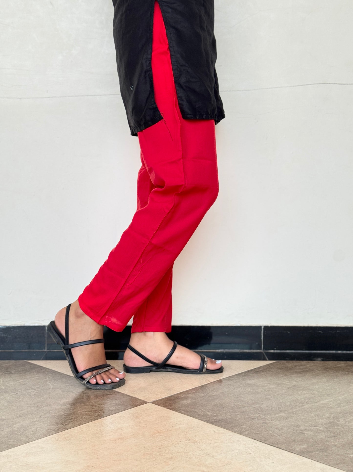 Elegant Red Straight Pants – Timeless Style with a Modern Twist