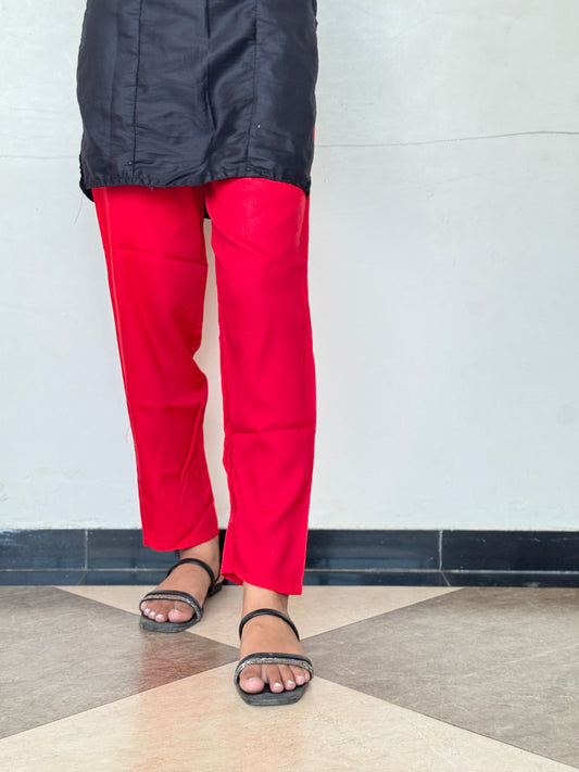 Elegant Red Straight Pants – Timeless Style with a Modern Twist
